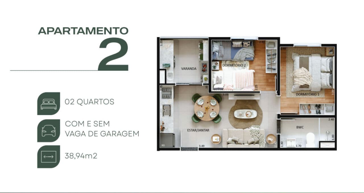 Apartamento na planta Grand Spazio - 2 dorms, varanda gourmet
