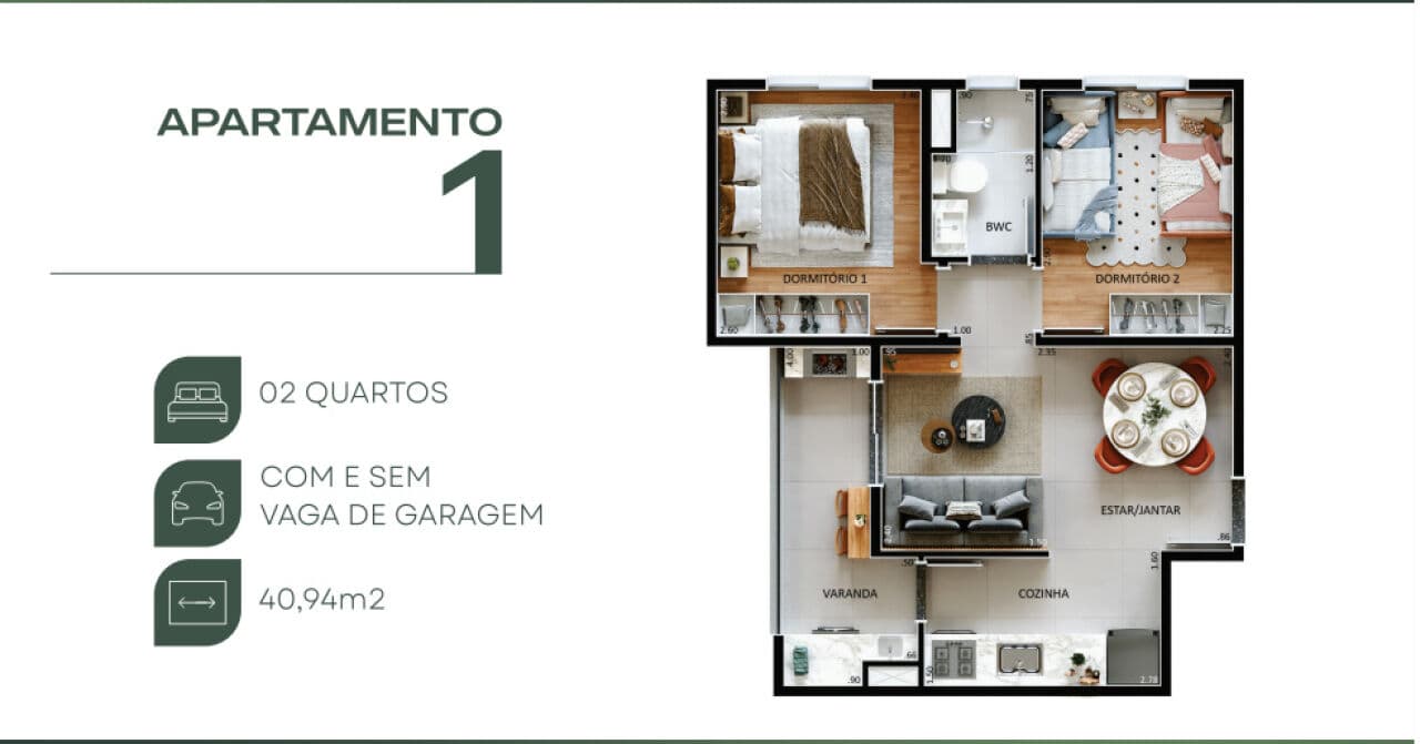 Apartamento Grand Spazio - 2 dorm, varanda gourmet, na planta
